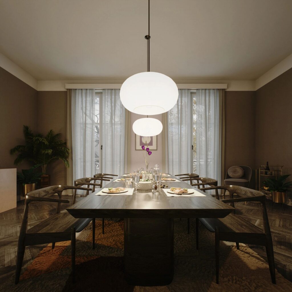 Elegant Retro Dining Room with Minimalist Accents
